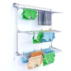 Foxydry Séchoir mural 3 grilles pliables 152x52x137 cm alu Tower 150* Etendoir À Linge