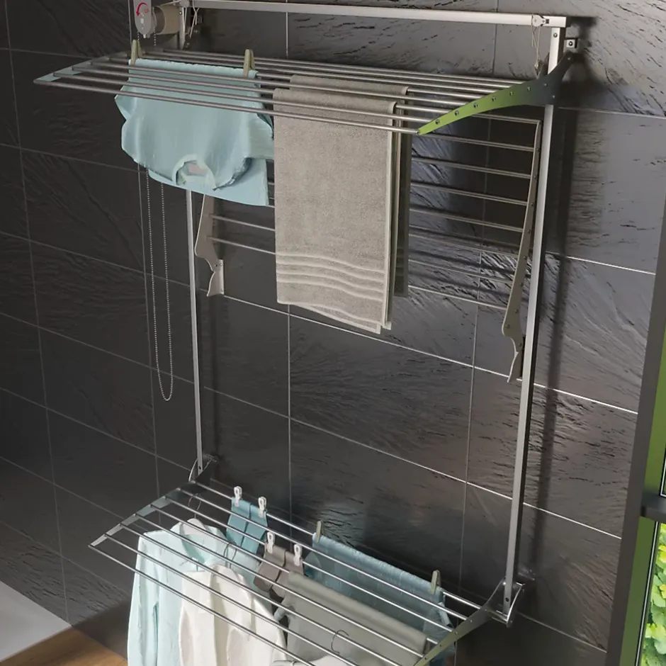 Foxydry Séchoir mural 3 grilles pliables 128x52x137 cm alu Tower 120* Etendoir À Linge