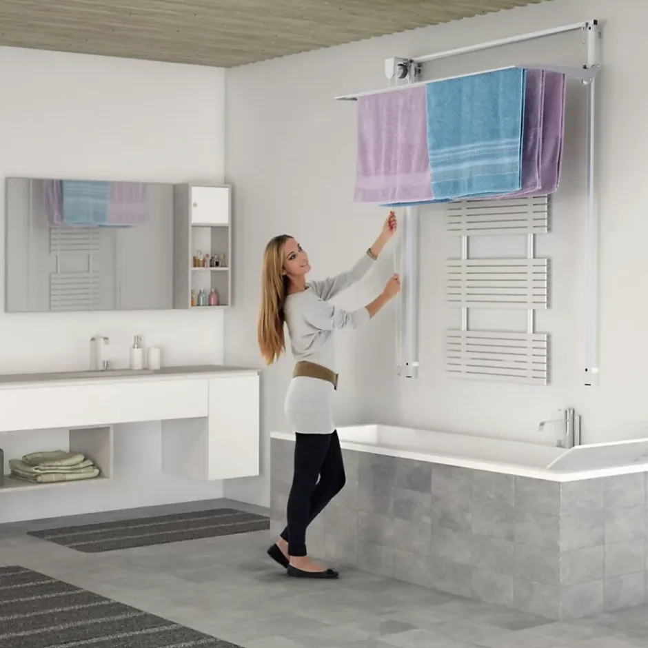 Foxydry Séchoir mural réglable blanc 108x52x137 cm alu Wall 100