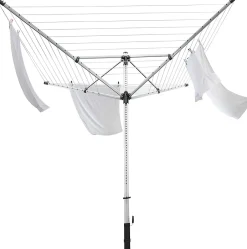 Leifheit Séchoir parapluie de jardin à ouverture rapide, 60 m d'étendage, gris et noir, LinoLift 600 QuickStart