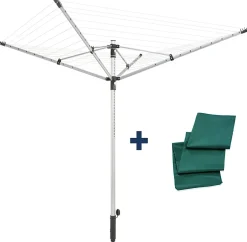 Leifheit Séchoir parapluie extérieur, 50 m d'étendage, noir et gris, LinoPush 500* Etendoir À Linge