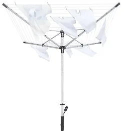 Leifheit Séchoir parapluie extérieur avec housse de protection, 50 m d'étendage, noir et gris, LinoLift 500