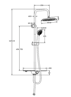 Schütte SCHÜTTE AQUASTAR système de douche avec tablette chromé/anthracite* Colonne De Douche Thermostatique