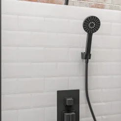 Schulte cabine de douche intégrale 90x90x215 cm - porte à pivot - montage réversible - verre de sécurite 5 mm - noir - Jersey
