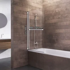 Schulte Pare-baignoire 70x130 cm - Réversible - Écran pliant - Verre de Sécurité transparent 5 mm - Bandes - Aluminium