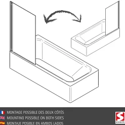 Schulte pare-muret douche - 120 x 100 - paroi de douche - verre de sécurite 5 mm -transparent - anticalcaire - chromé* Paroi De Douche
