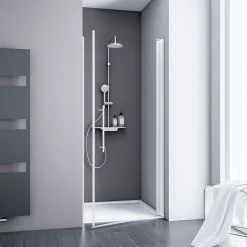Schulte porte pivotante - 90x192 - réversible - anticalcaire - transparent - profilé blanc* Porte De Douche