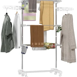 Homcom Sechoir à linge étendoir pliable ailes latérales sur 3 niveaux* Etendoir À Linge