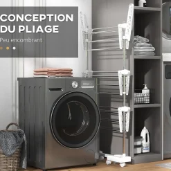 Homcom Sechoir à linge étendoir pliable ailes latérales sur 3 niveaux* Etendoir À Linge