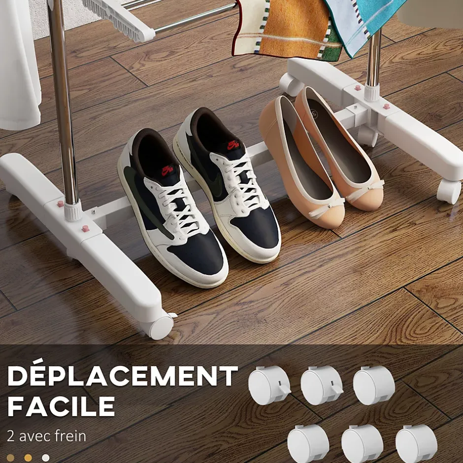 Homcom Sechoir à linge étendoir pliable ailes latérales sur 3 niveaux* Etendoir À Linge