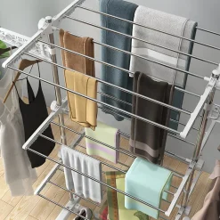 Homcom Sechoir à linge étendoir pliable ailes latérales sur 3 niveaux* Etendoir À Linge