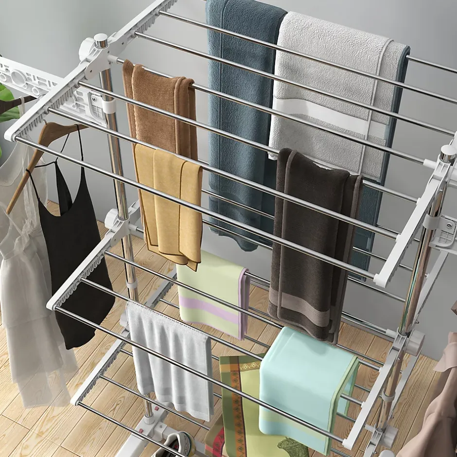 Homcom Sechoir à linge étendoir pliable ailes latérales sur 3 niveaux* Etendoir À Linge