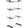 Homcom Sechoir à linge étendoir pliable 3 niveaux 2 ailes latérales à cintres acier blanc PP noir