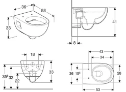 Geberit Selnova Cuvette suspendue sans bride en céramique blanche (501.545.01.1)
