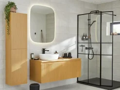GoodHome Serviette de bain blanche et beige galet Elland 150 x 100 cm