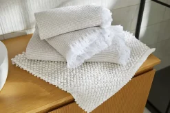 GoodHome Serviette de bain blanche et beige galet Elland 150 x 100 cm