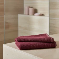 GoodHome Serviette de bain grenat et rose terracotta 140 x 70 cm, Sary* Serviette De Bain