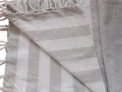 Dylrev Serviette de Plage Fouta Rayée avec Franges 90x180 cm en Gris -