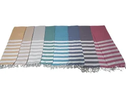 Dylrev Serviette de Plage Fouta Rayée avec Frange 90x180cm en Moutarde -* Serviette De Bain