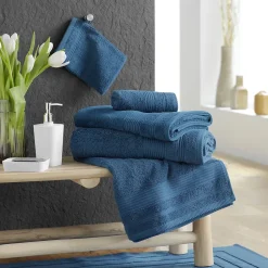 Douceur D'Intérieur Serviette de toilette 50 x 90 cm eponge unie tendresse Saphir* Serviette De Toilette