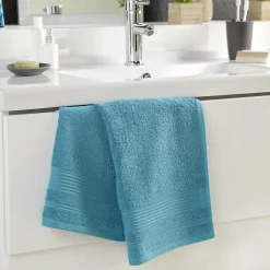Douceur D'Intérieur Serviette de toilette 50 x 90 cm eponge unie tendresse Bleu Paon