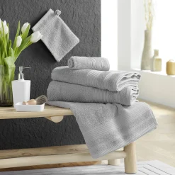 Douceur D'Intérieur Serviette de toilette 50 x 90 cm eponge unie tendresse Gris Perle
