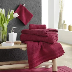 Douceur D'Intérieur Serviette de toilette 50 x 90 cm eponge unie tendresse Rubis* Serviette De Toilette