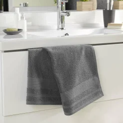 Douceur D'Intérieur Serviette de toilette 50 x 90 cm eponge unie tendresse Anthracite* Serviette De Toilette