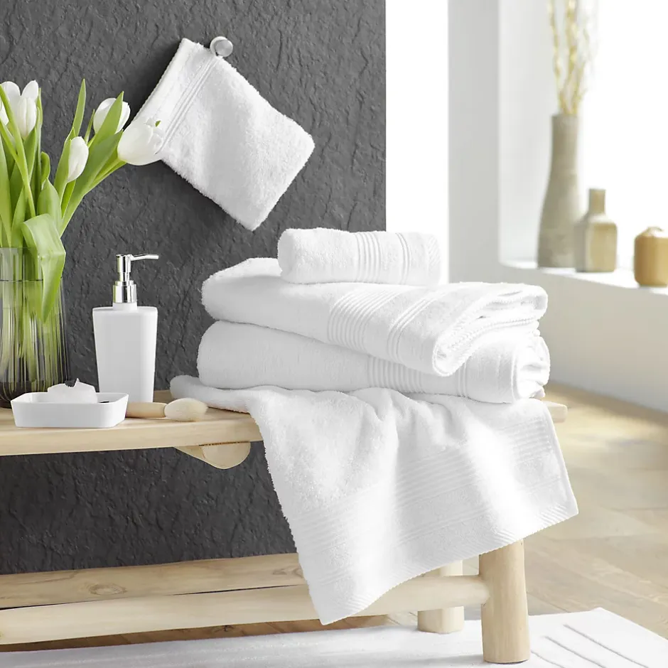 Douceur D'Intérieur Serviette de toilette 50 x 90 cm eponge unie tendresse Blanc