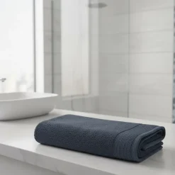 GoodHome Serviette de toilette bleu nuit 100 x 50 cm, Koros