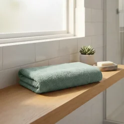 GoodHome Serviette de toilette vert de gris 100 x 50 cm, Koros