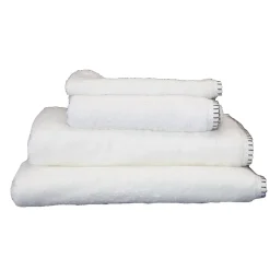 Sud Etoff Serviette Grand Hotel surpiqure noire (30x50 cm - Blanc)* Serviette De Bain