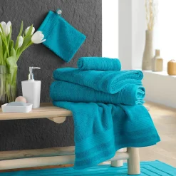 Eden Serviette ou drap de douche 70 x 130 cm Tendresse bleu paon* Serviette De Toilette