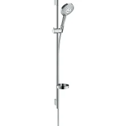 Hansgrohe Set de douche 120 3jet PowderRain avec barre Unica'S puro 90 cm et porte-savon chromé Raindance Select* Colonne De Douche Sans Robinetterie