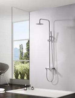 Imex Products Set douche monocommande chrome acier et laiton avec douchette extensible et anticalcaire