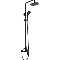 Imex Products Set douche monocommande noir mat en acier et laiton pommeau extraplat anticalcaire