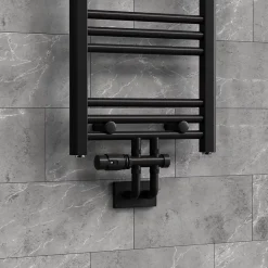 Luxebath Set vanne thermostatique passage noir pour radiateur de salle de bain à raccord central