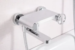 Imex Products Set vascadoccia cromo en laiton et zama avec douchette ronde et flexible PVC 180 cm