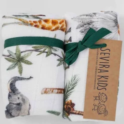 Sevira Kids Lot de 2 langes en bambou Safari* Serviette De Toilette