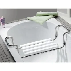 Siège de baignoire en inox extensible de 65 à 91 cm blanc charge maximale 90 Kg