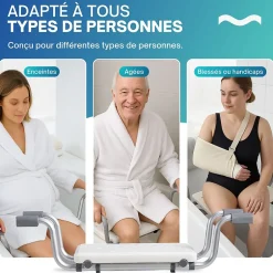 Dileci Siège de baignoire PMR adaptatif en largeur -