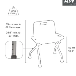 MSV Siège de douche ajustable pliable