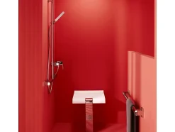 Pellet Siège de douche ARSIS escamotable avec béquille automatique - Assise blanche et piètement époxy blanc