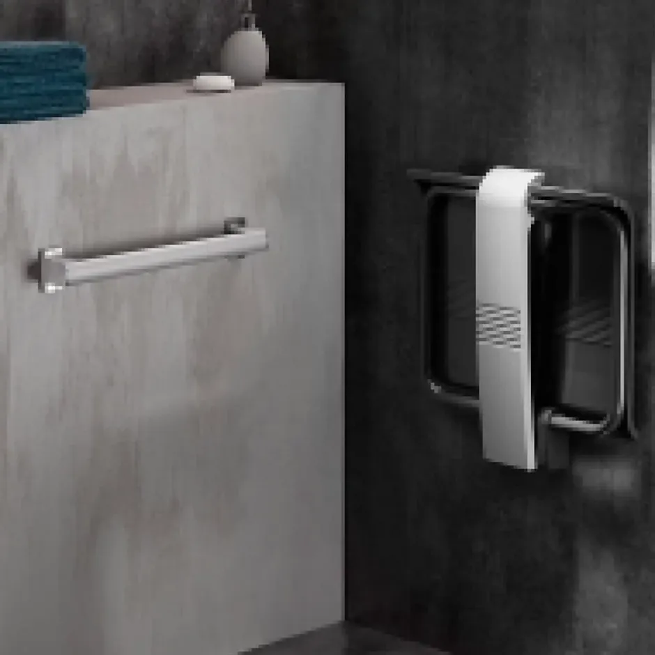 Pellet Siège de douche escamotable Arsis - Gris anthracite et Gris mat