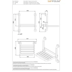 Sanindusa Siège de douche mural pliant rabattable tout inox charge 120kg NewWccare* Siège De Douche