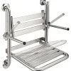 Sanindusa Siège de douche mural pliant rabattable tout inox charge 120kg NewWccare maintient dos et accoudoirs