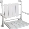 Sanindusa Siège de douche mural pliant rabattable charge 120kg NewWccare maintient dos et accoudoirs blanc