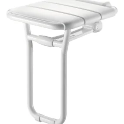 Delabie Siège de douche relevable avec pied en aluminium époxy blanc -