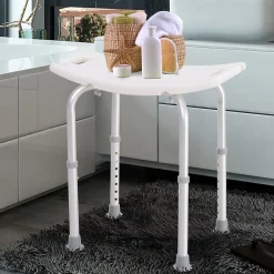 Homcom Siège de douche réglable en hauteur tabouret de douche ergonomique pieds antidérapants charge max. 136 Kg alu HDPE blanc