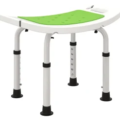 Homcom Siège de douche réglable en hauteur tabouret de douche ergonomique pieds antidérapants charge max. 135 Kg alu HDPE blanc vert* Siège De Douche
